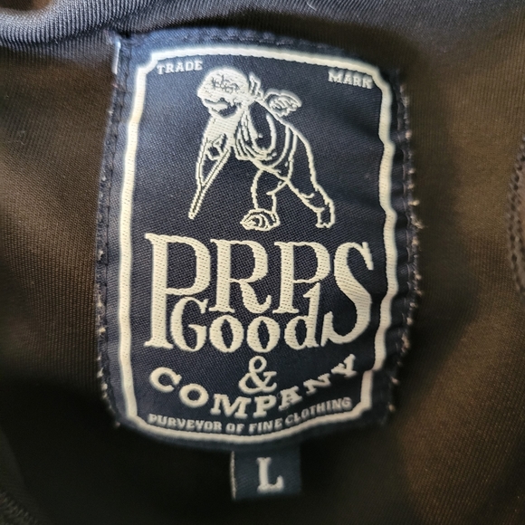 PRPS mens large black brunson logo Spell out ribbon down sleeves full zip - Picture 10 of 10